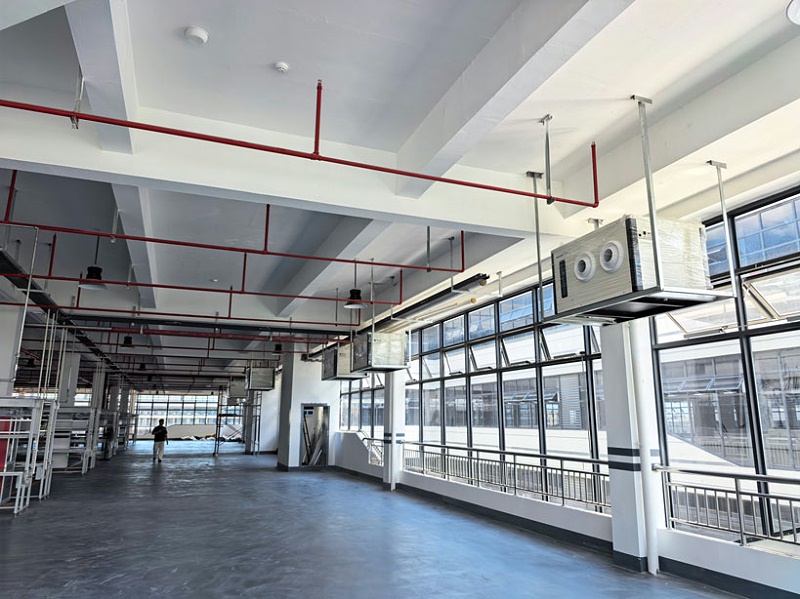 電動工具生產(chǎn)車間制冷降溫，安裝蒸發(fā)冷省電空調(diào) - 臥式射流機型