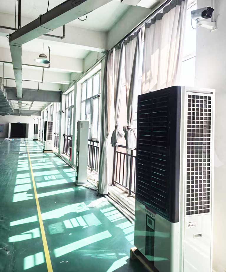 廠房專用空調優(yōu)解：蒸發(fā)冷省電空調-立式軸流雙風口機組